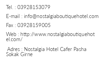 Nostalgia Boutique Hotel iletiim bilgileri